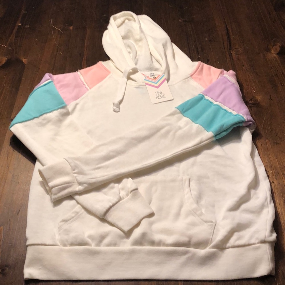 Pink Rose Color Block Hoodie
